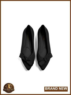 Pointed Toe Knit Ballet Flats Slip On Bow Dressy Work Shoes